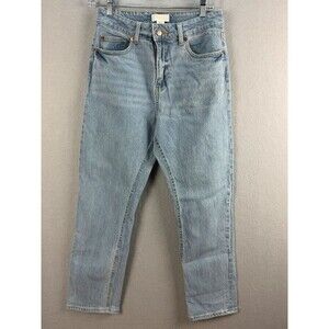 H&M Women’s 8 Light Wash High Rise Mom Jeans Cropped Ankle Stretch Denim